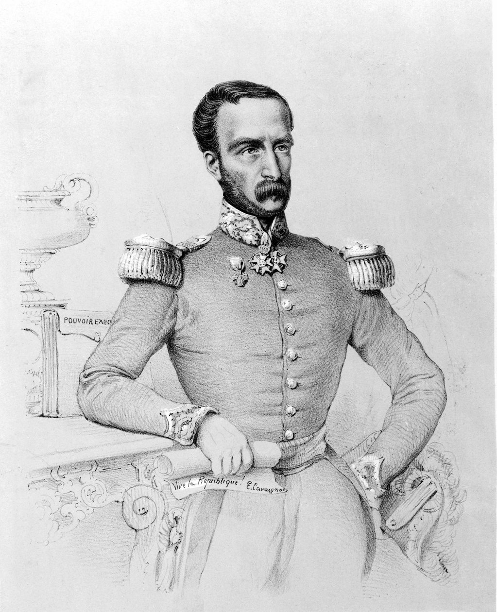 Portrait of Louis Eugène Cavaignac (1802 - 1857), French general and politician. Engraving c. 1848 by Unknown artist