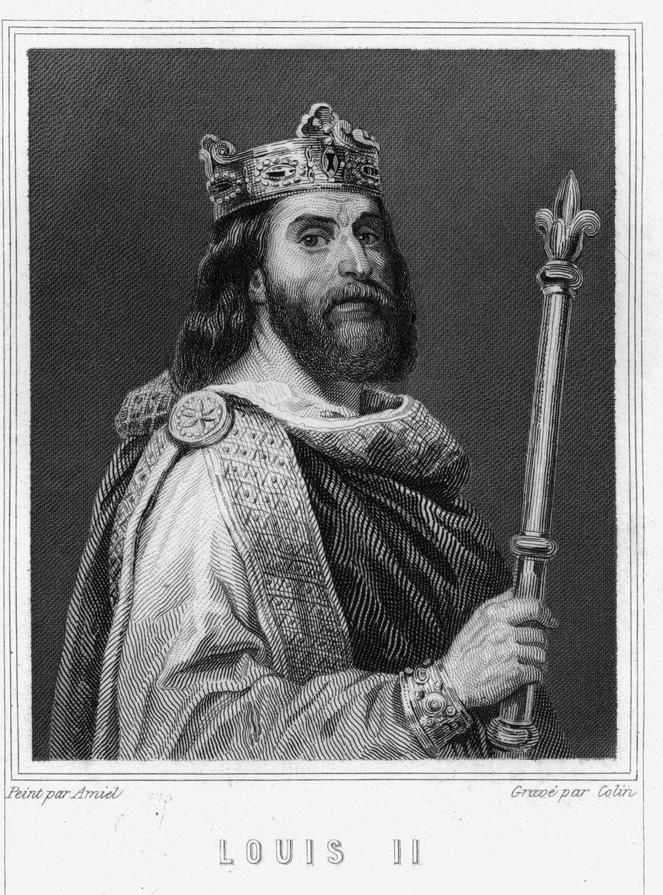 Portrait of Louis II the Stammerer (846 - 879), King of France - in 