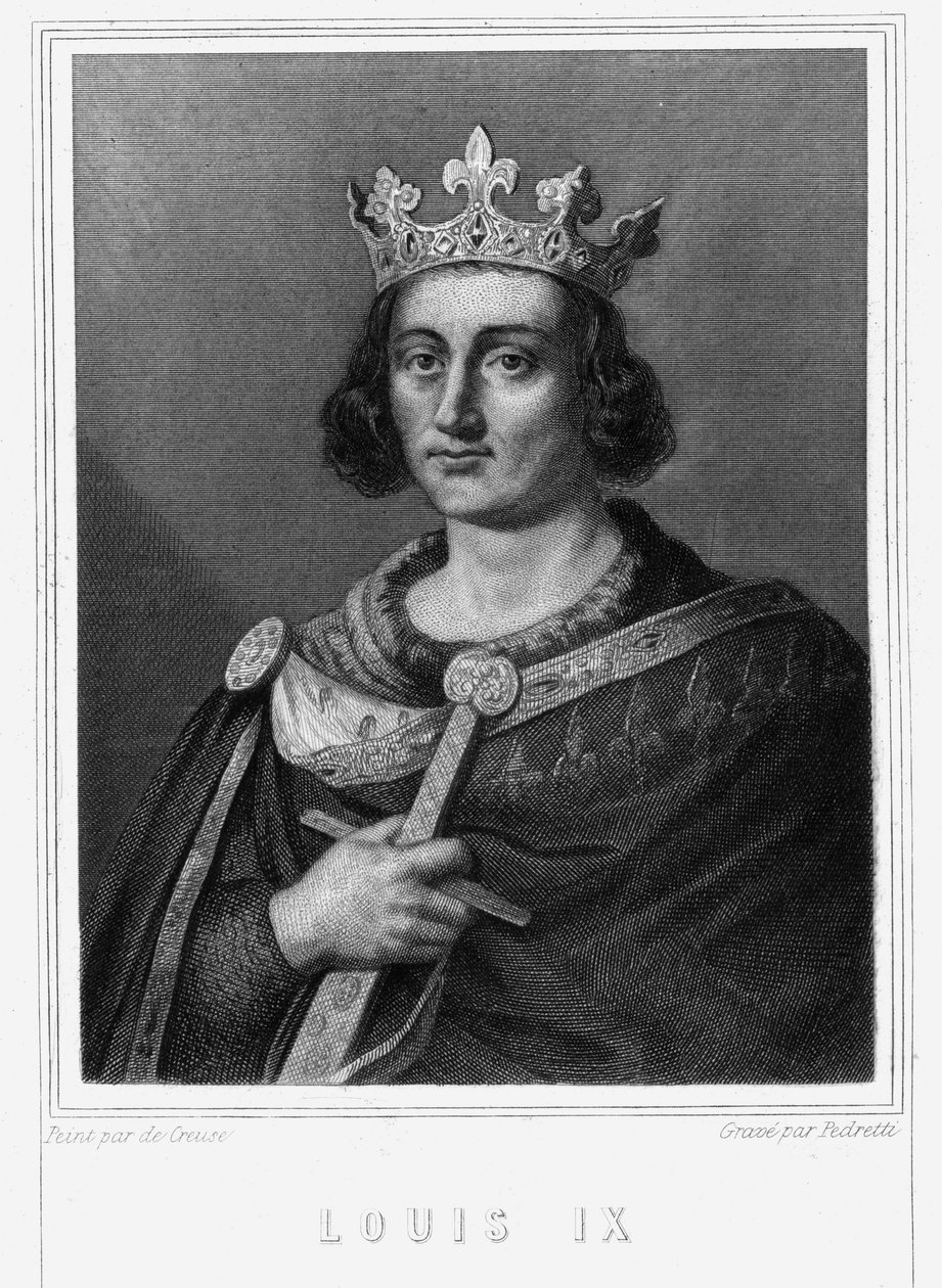 Portrait of Louis IX or Saint Louis (1214-1270), King of France - in Histoire des Français by Lavallée, engraving, sd by Unknown artist