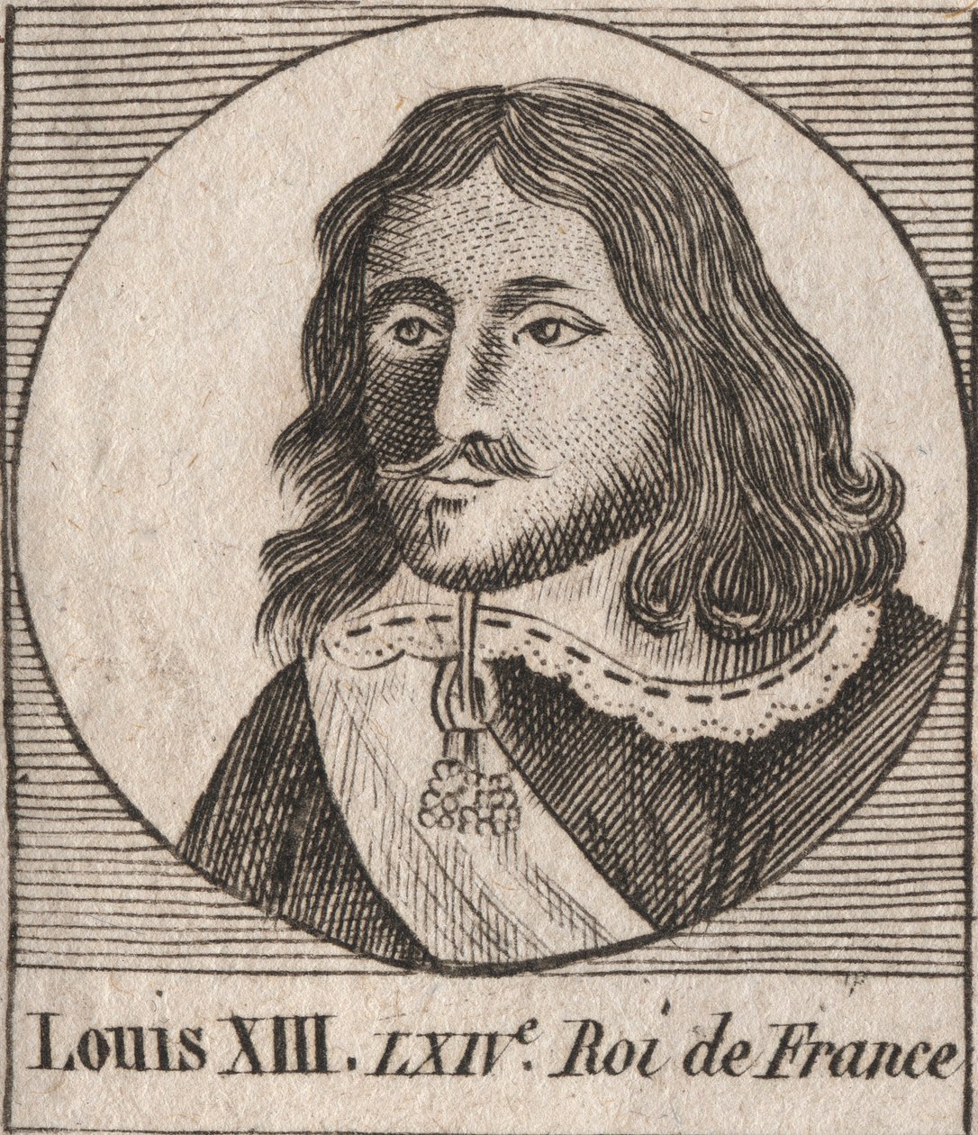 Portrait of Louis XIII the Just (1601-1643), King of France - engraving from 