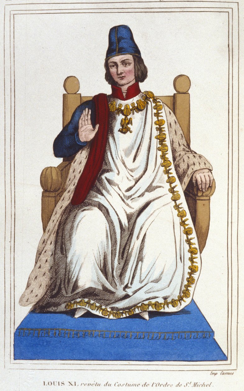 Portrait of Louis XI in costume of the Order of Saint Michel (1423-1483) (engraving of 1830) by Unknown artist