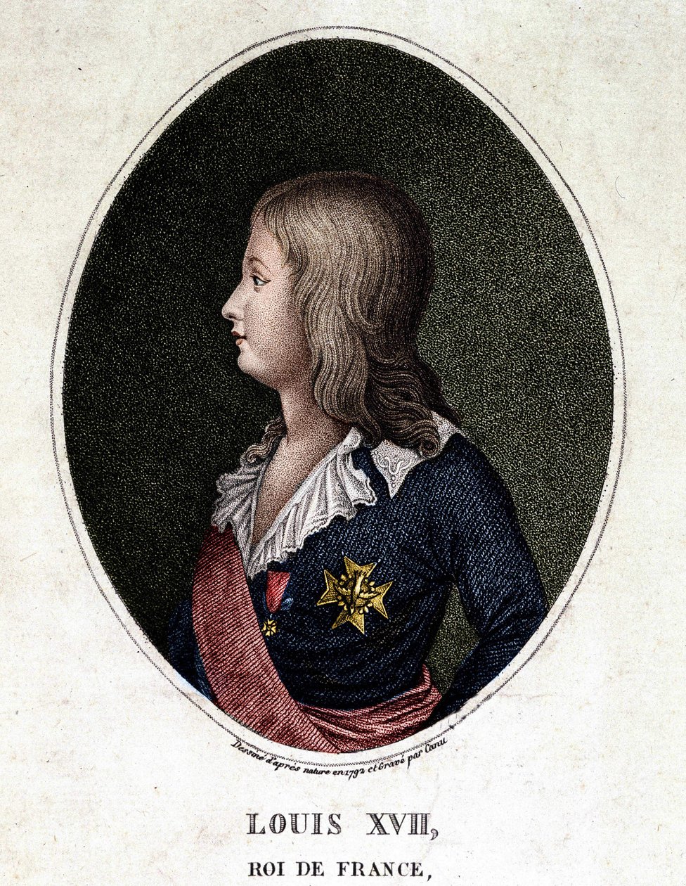 Portrait of Louis XVII, Dauphin of France - engraving of the 19th century by Unknown artist