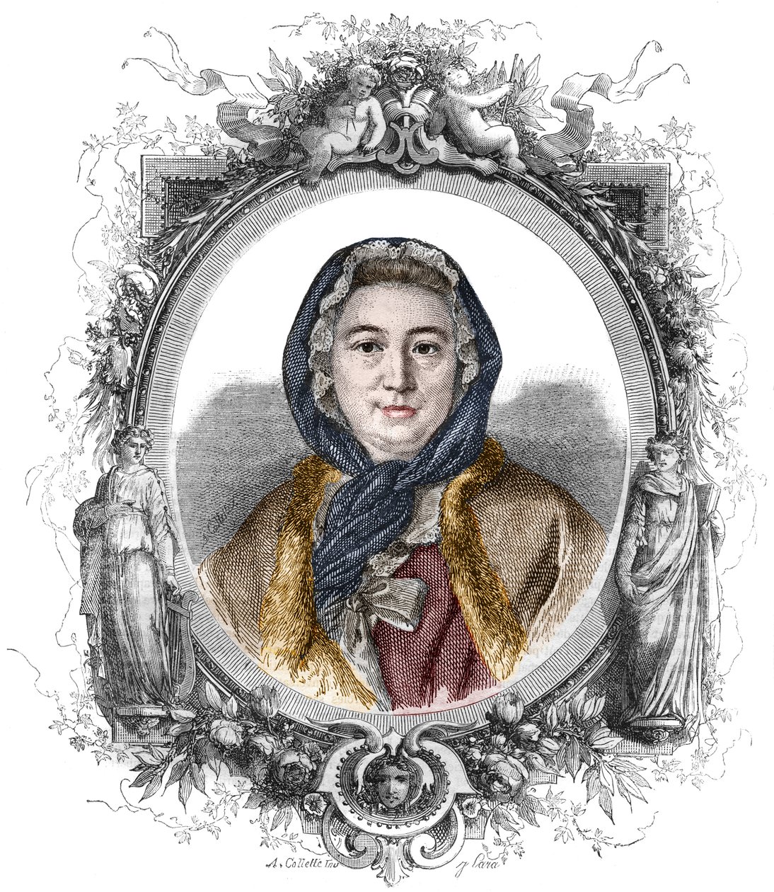 Portrait of Madame Geoffrin, nee Marie Therese Rodet - Engraving from 1858 by Unknown artist