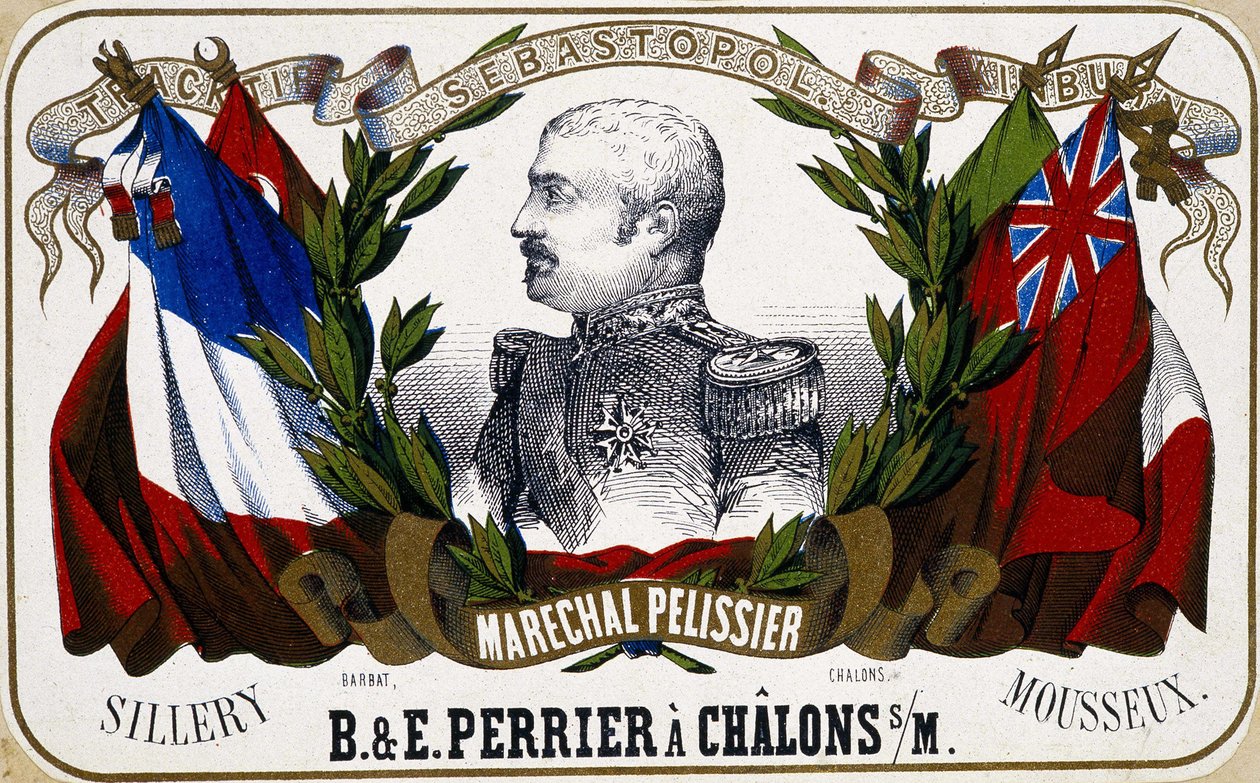 Portrait of Marshal Pelissier on a Champagne Label by Unknown artist