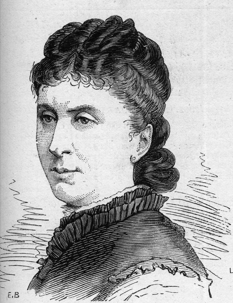 Portrait of Maria Favart (Pierrette Ignace Pingaud, dit) (1833-1908), French comedian, member of the Comedie Francaise. Engraving in Le Monde Illustré n°1168 of 16 August 1879. by Unknown artist