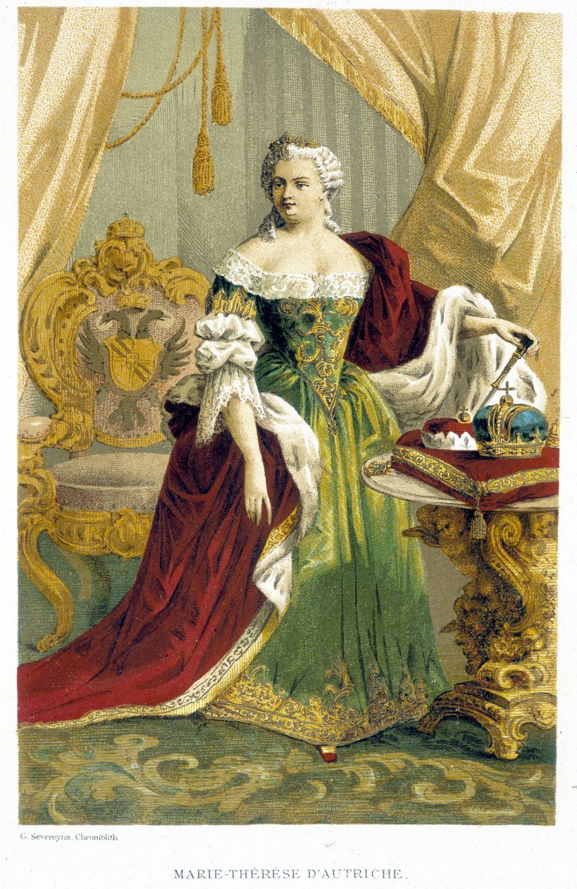 Portrait of Marie Therese of Austria (1717-1780). 19th century chromolithography by Unknown artist