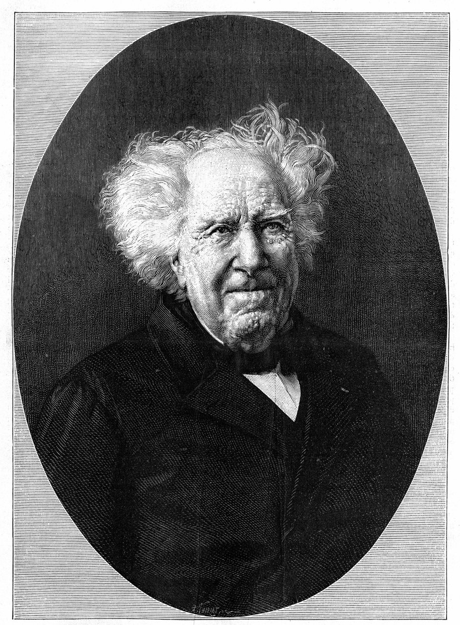 Portrait of Michel Eugene Chevreul, French chemist. Engraving in La Nature: revue des sciences et de leurs applications aux arts et a l