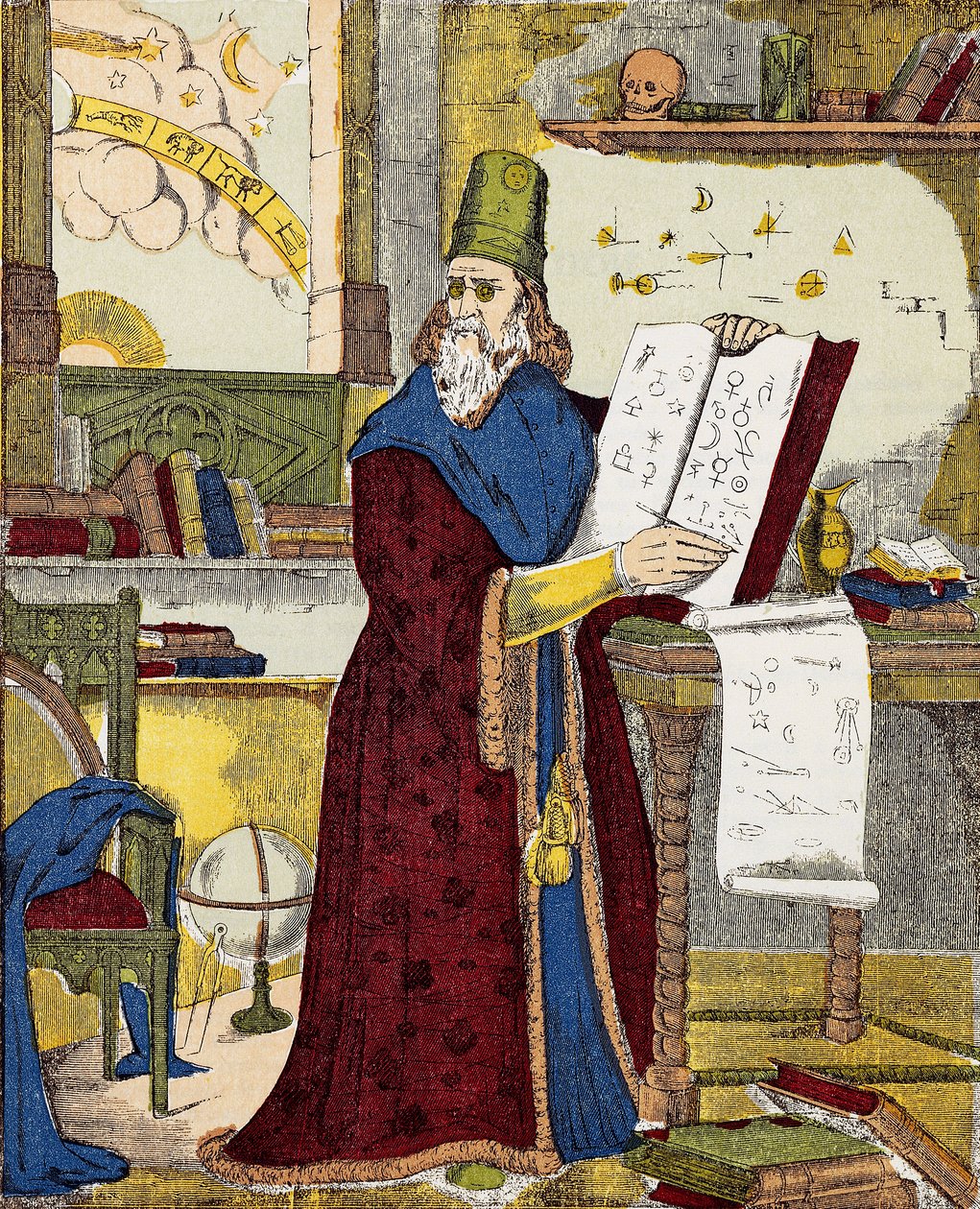 Portrait of Michel de Notre Dame (Nostradamus), French astrologer and doctor - Engraving by Unknown artist