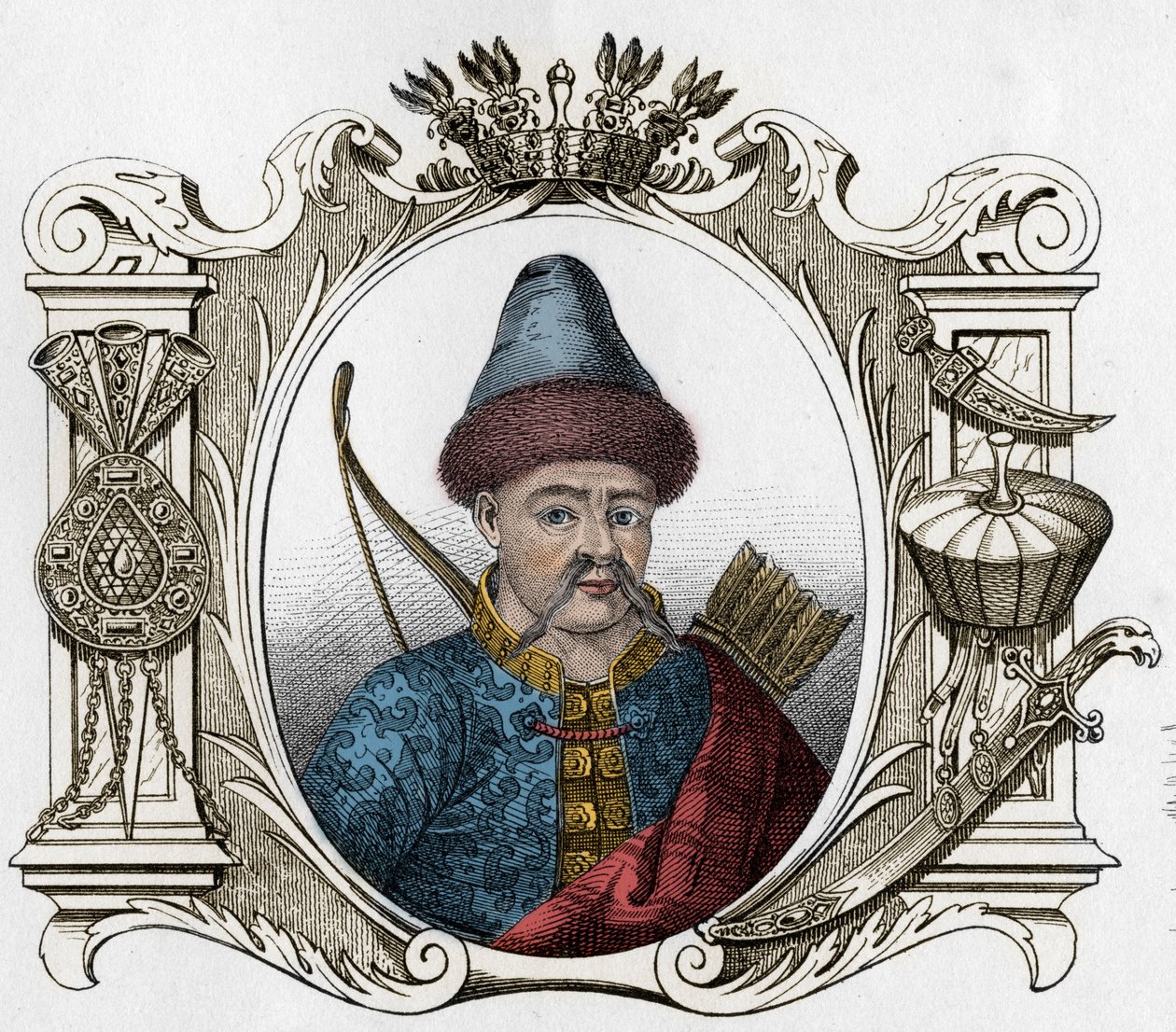 Portrait of Mongolian monarch Timur (Tamerlane) - Engraving of 1861 by Unknown artist