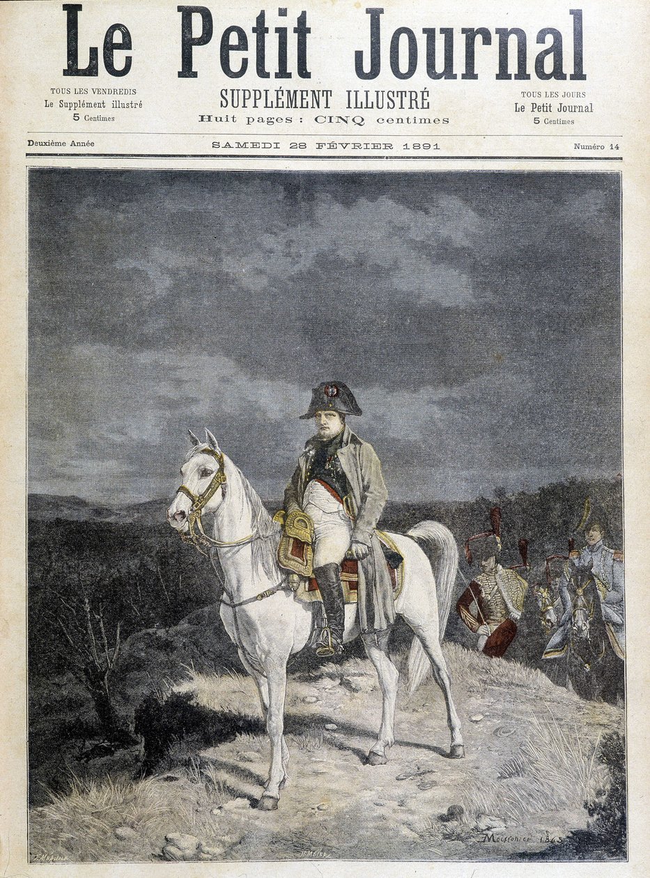 Portrait of Napoleon on a horse in 1814 by Unknown artist