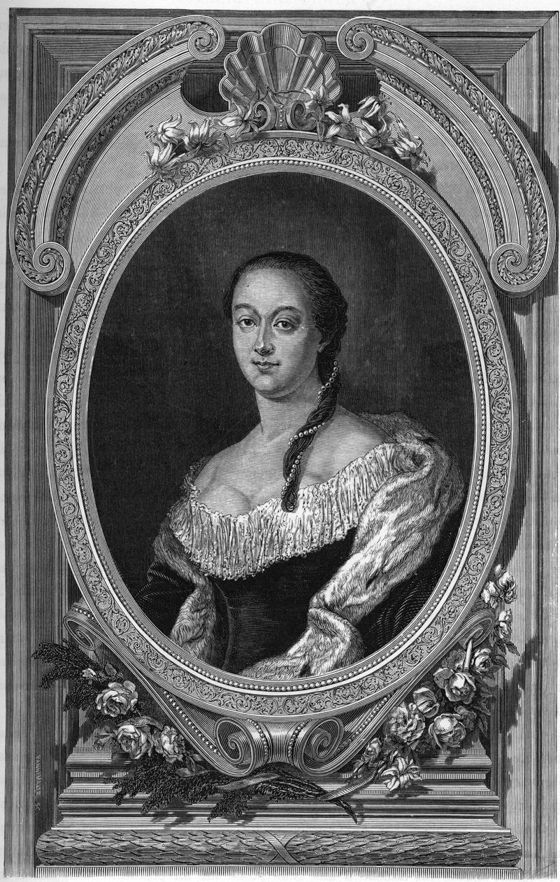 Portrait of Nathalie Dolgoruki (1714-1771) daughter of Boris Petrovich Cheremetiev - Engraving of 1862 in 