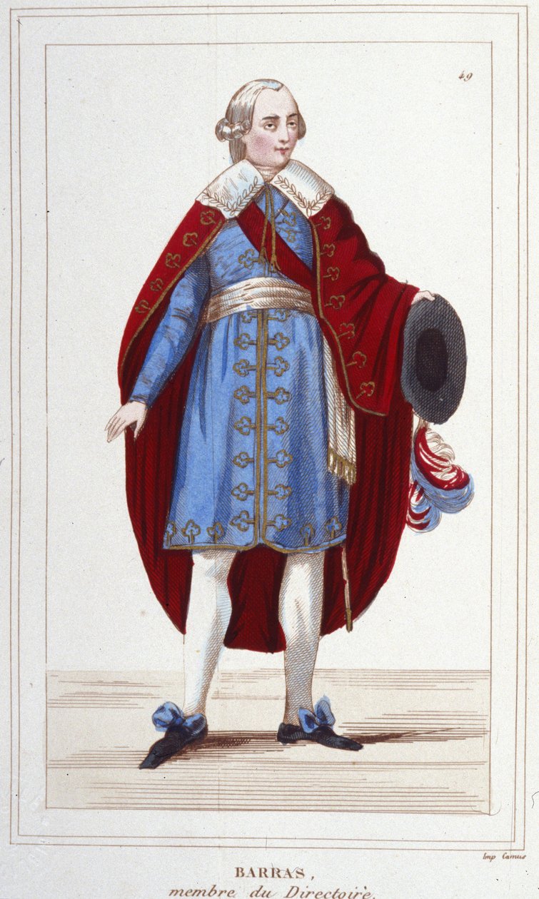 Portrait of Paul Barras (1755 - 1829). Engraving of the 19th Century by Unknown artist