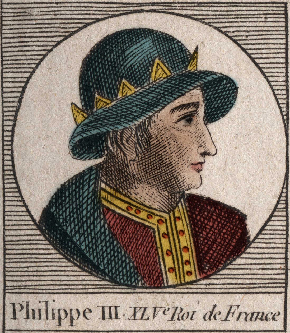 Portrait of Philip III of France, called Philip the Bold (1245-1285) - engraving from 