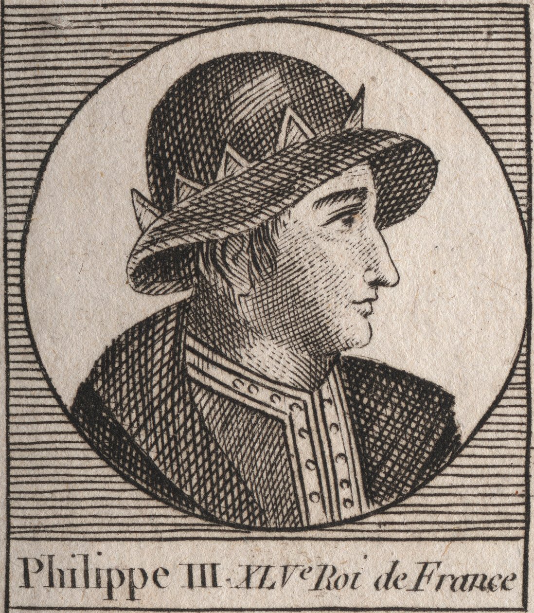 Portrait of Philip III of France, called Philip the Bold (1245-1285) - engraving from “Instruction sur l