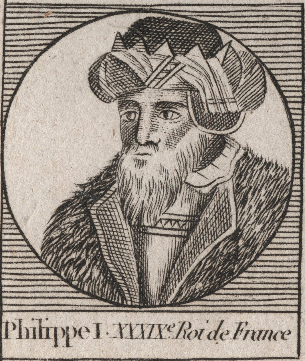 Portrait of Philip I (1060 - 1108), King of France - engraving from “Instruction sur l