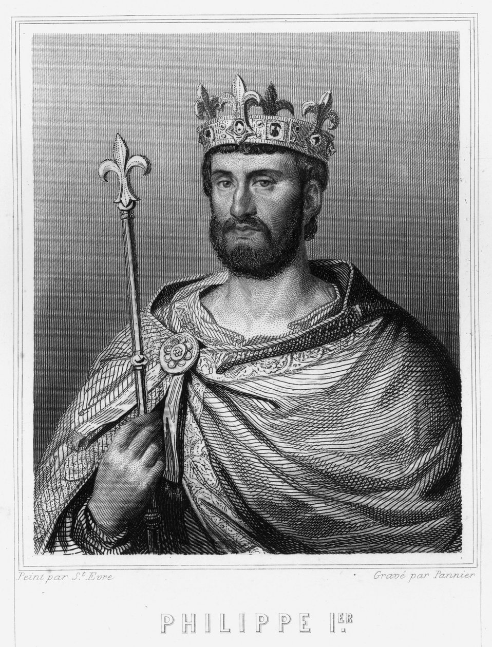 Portrait of Philip I (1060 - 1108), King of France - in Histoire des Français by Lavallée, engraving, sd by Unknown artist