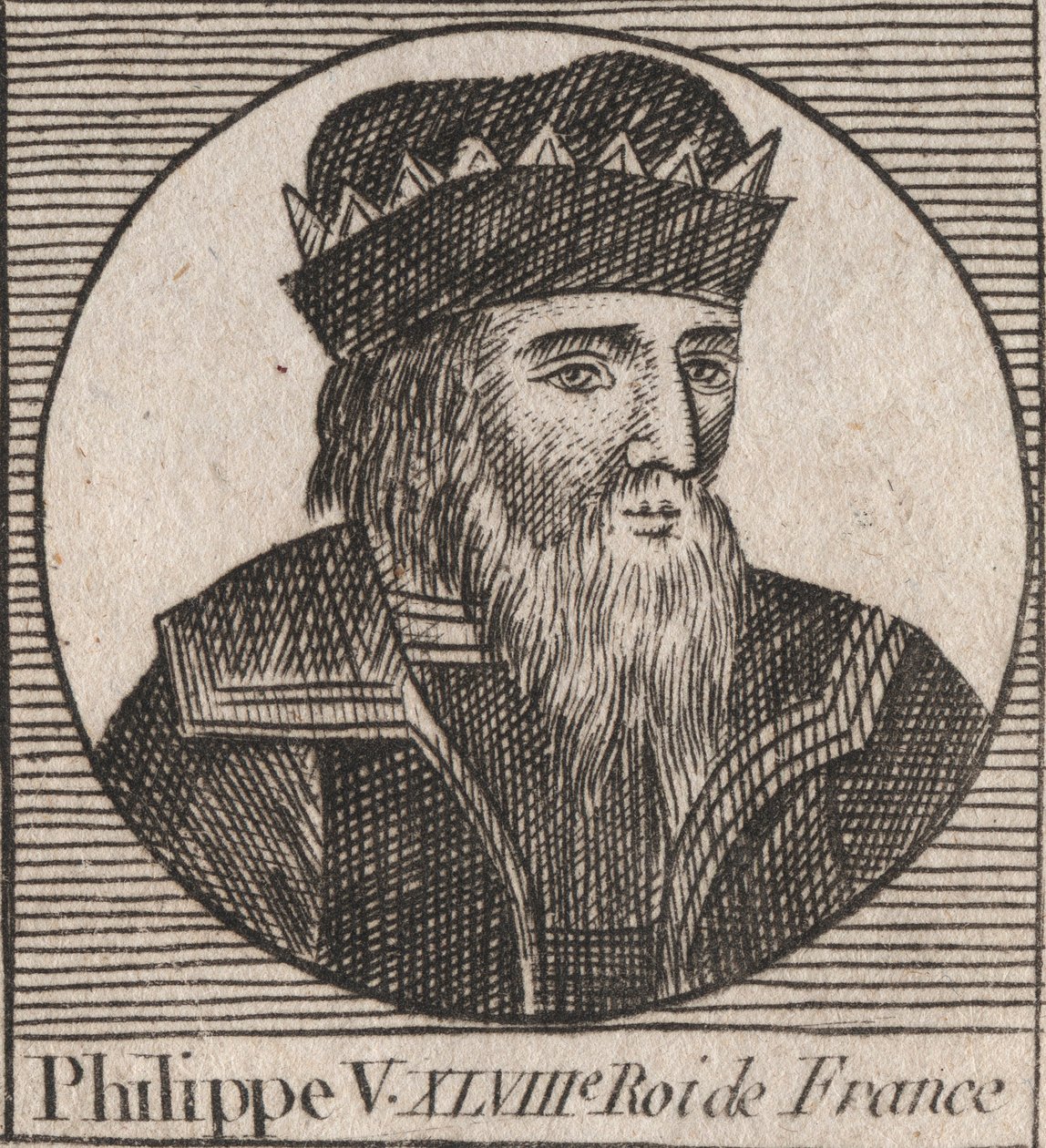 Portrait of Philip V called the Long (1294 - 1322), King of France - engraving from “Instruction sur l