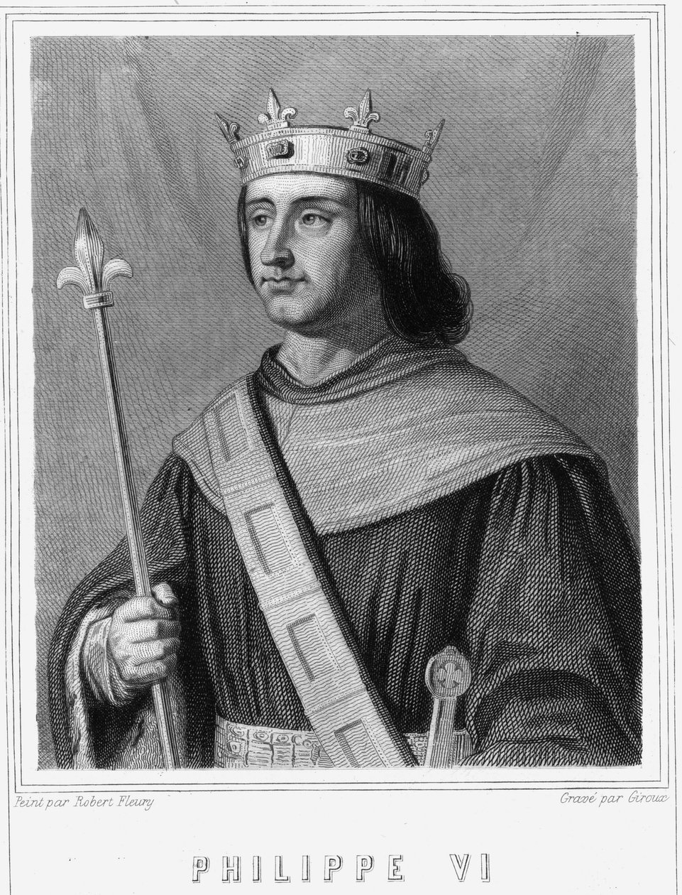 Portrait of Philippe VI de Valois (1294-1350), King of France - in “Histoire des Français” by Lavallée, engraving by Unknown artist