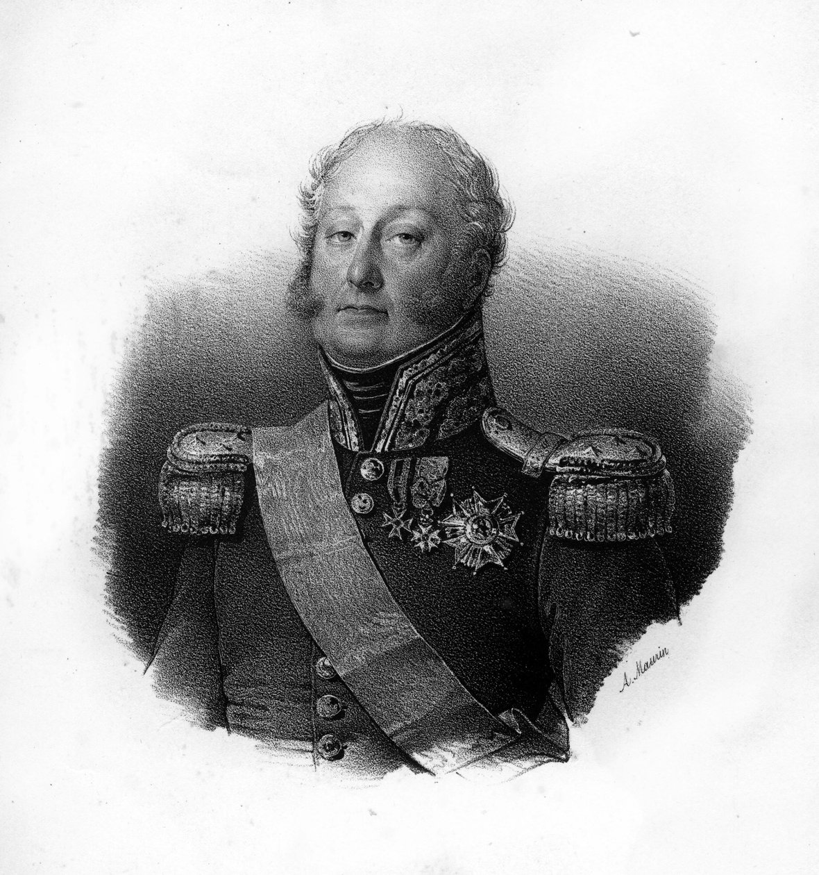Portrait of Pierre Claude, Count Pajot, known as Pajol (1772-1844), French general, engraving of the 19th century by Unknown artist