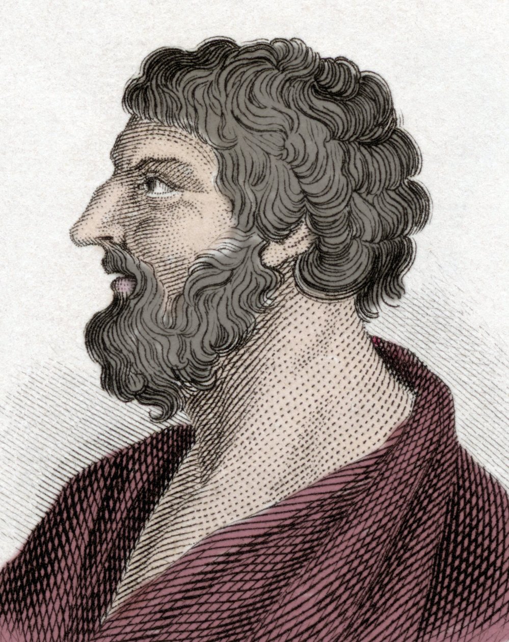 Portrait of Pittacos of Mytilene, Greek statesman. Engraving 19th century by Unknown artist