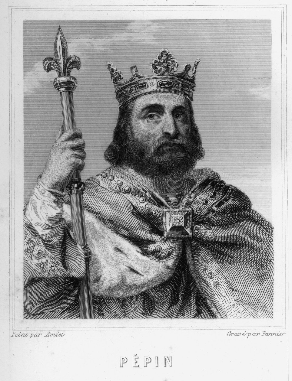 Portrait of Pépin le Bref (v. 714 - 768), King of the Franks, first of the Carolingians - in “Histoire des Français” by Lavallée by Unknown artist