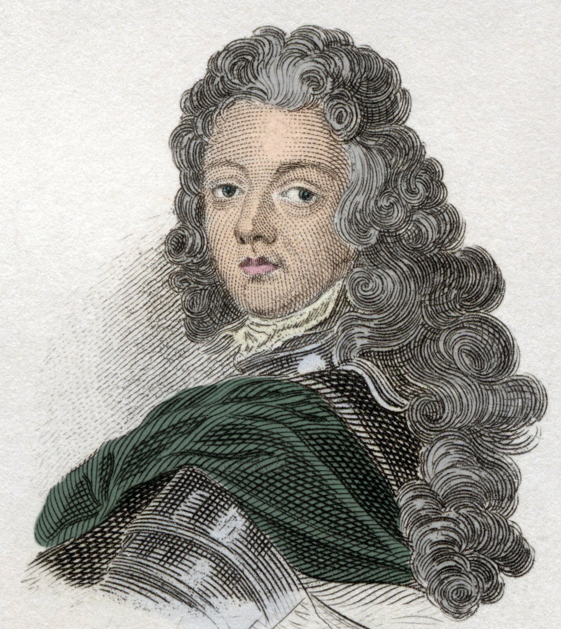 Portrait of Prince Eugene of Savoy-Carignan, French Military. Engraving of the 19th Century by Unknown artist