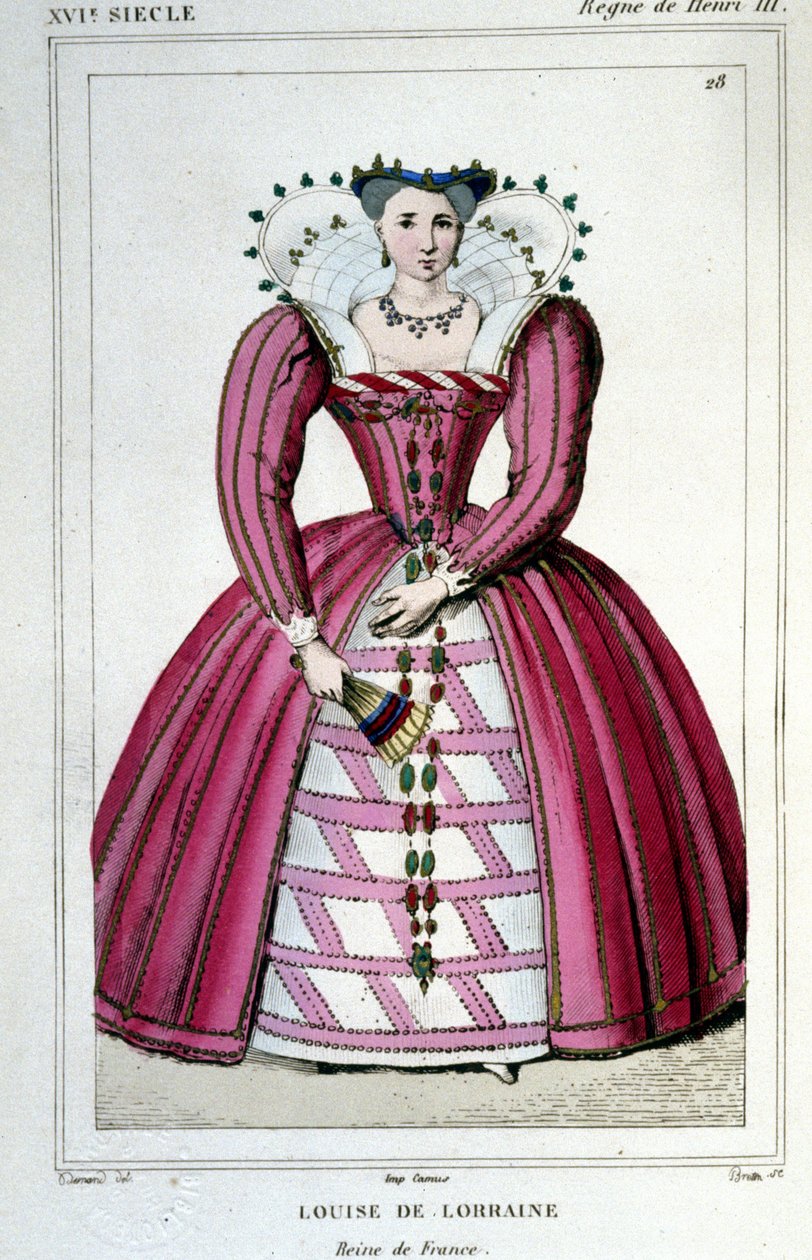 Portrait of Queen Louise of Lorraine (1553 - 1601), wife of Henry III. Engraving from 1830. by Unknown artist