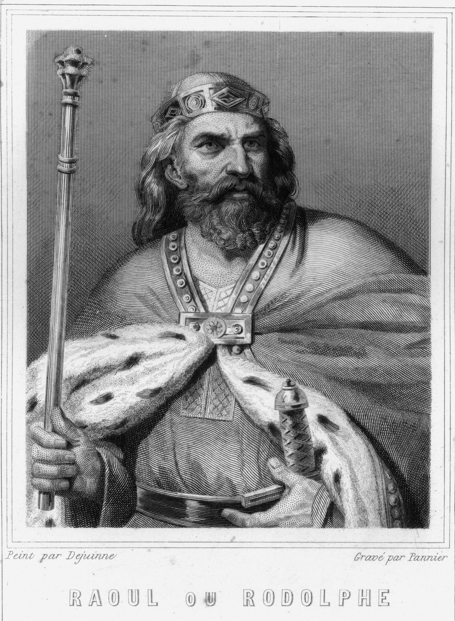 Portrait of Raoul or Rodolphe of Burgundy (? - 936), Duke of Burgundy and King of France - in Histoire des Français by Lavallée, engraving, sd by Unknown artist