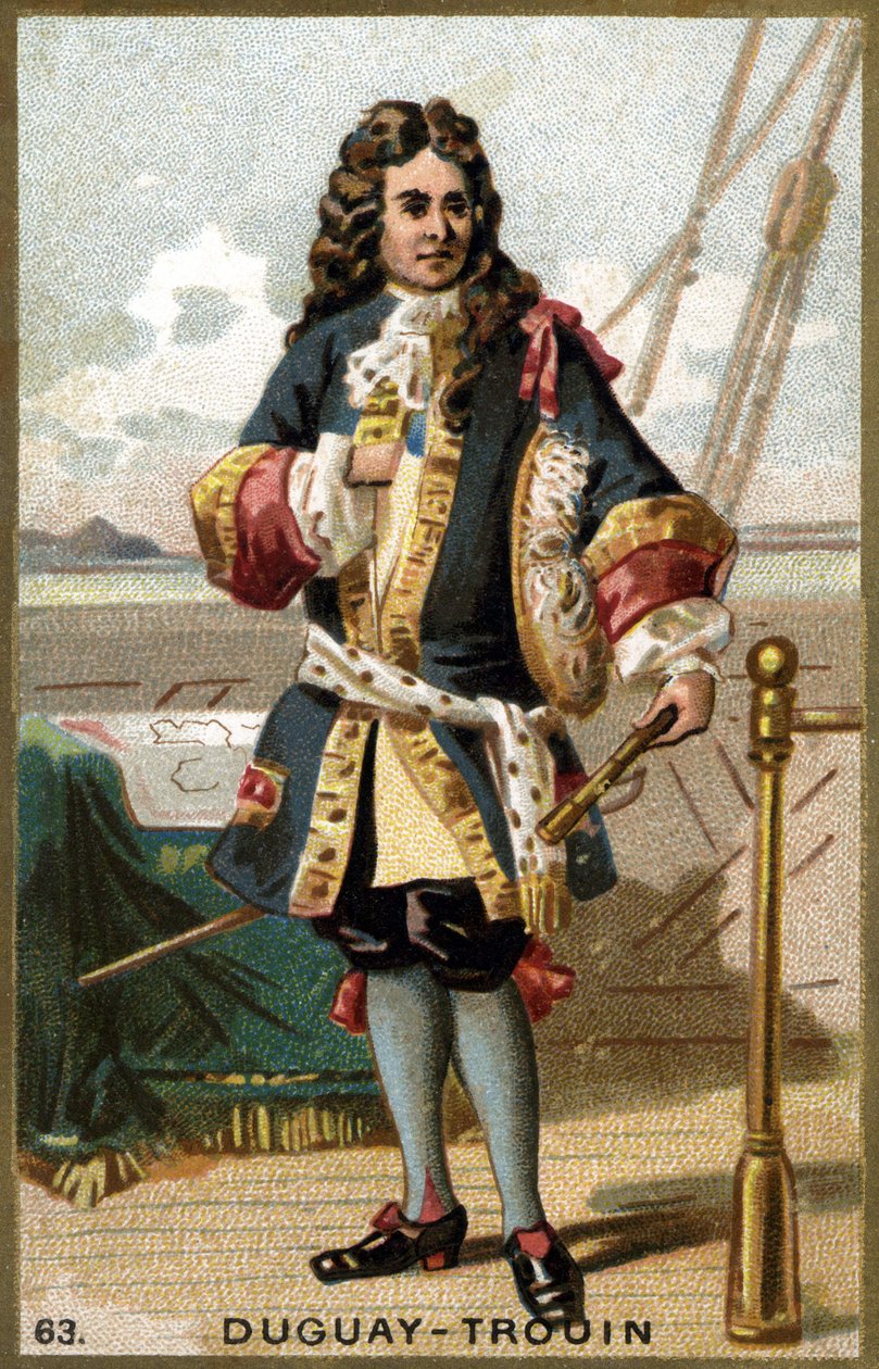 Portrait of Rene Duguay Trouin (1673-1736), French sailor. Chromolithography of the 19th century by Unknown artist