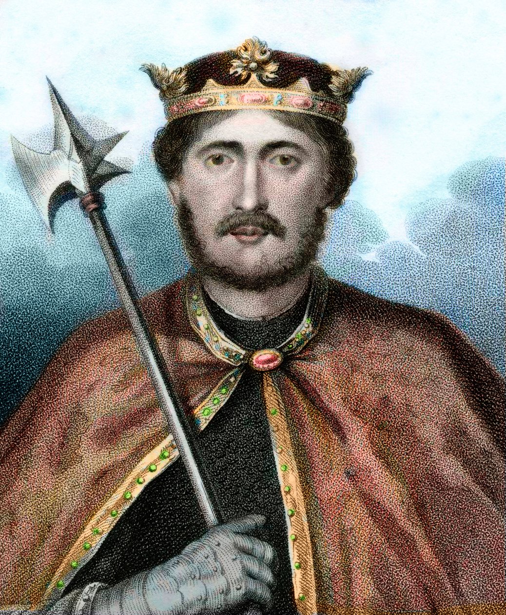 Portrait of Richard I (1157-1199), King of England, also called Richard the Lionheart - Engraving 19th century by Unknown artist