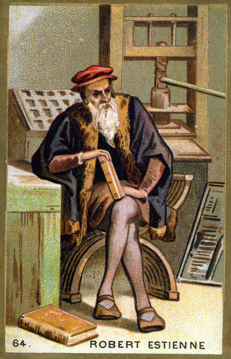 Portrait of Robert I Estienne (1498 - 1559) humanist, publisher and printer. Chromolithography of the 19th century by Unknown artist