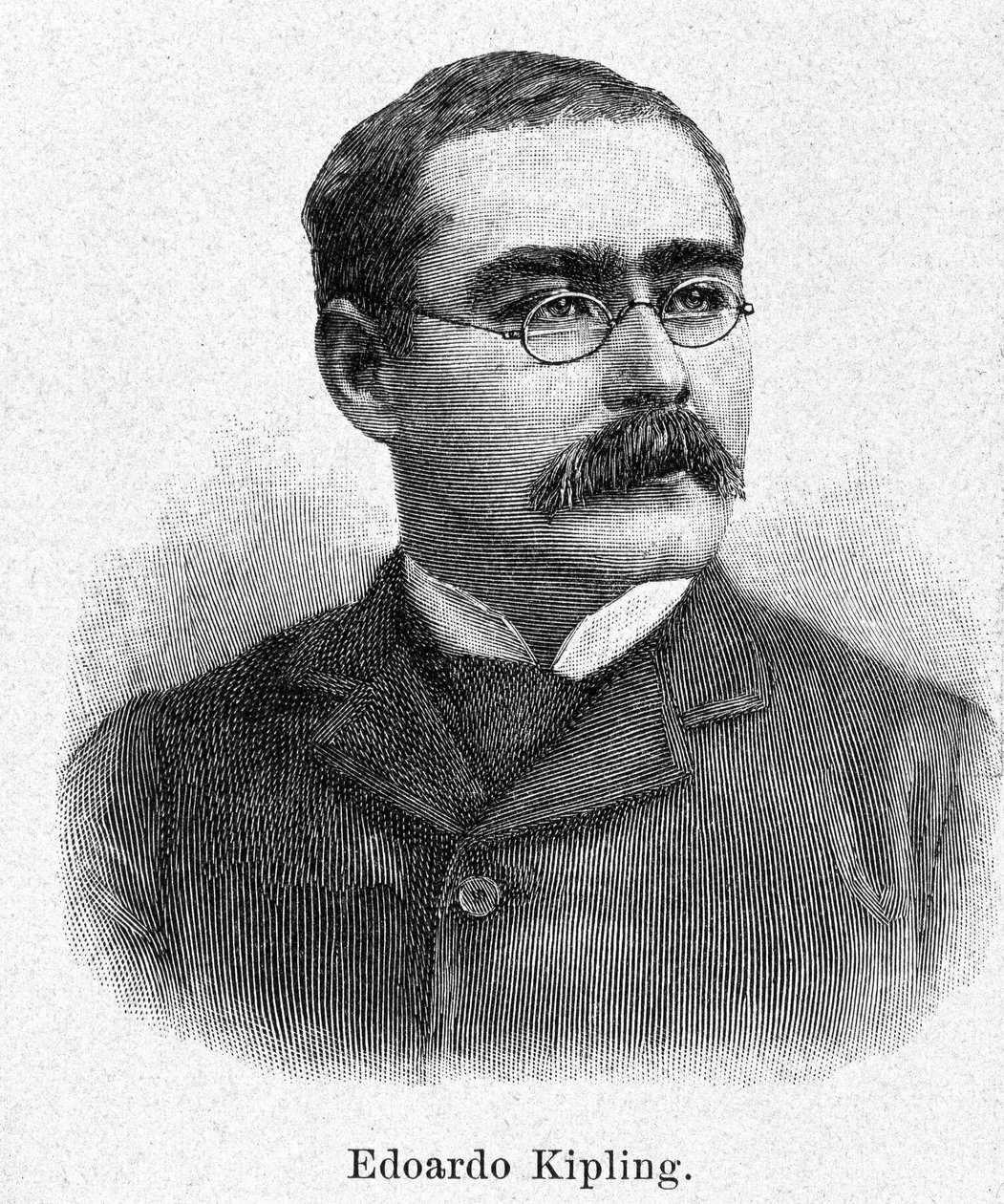 Portrait of Rudyard Kipling, Engraving 19th Century by Unknown artist