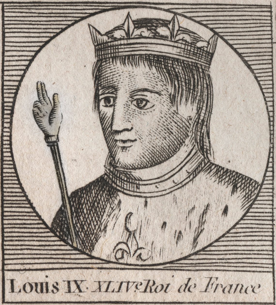Portrait of Saint Louis, king of France - engraving from 