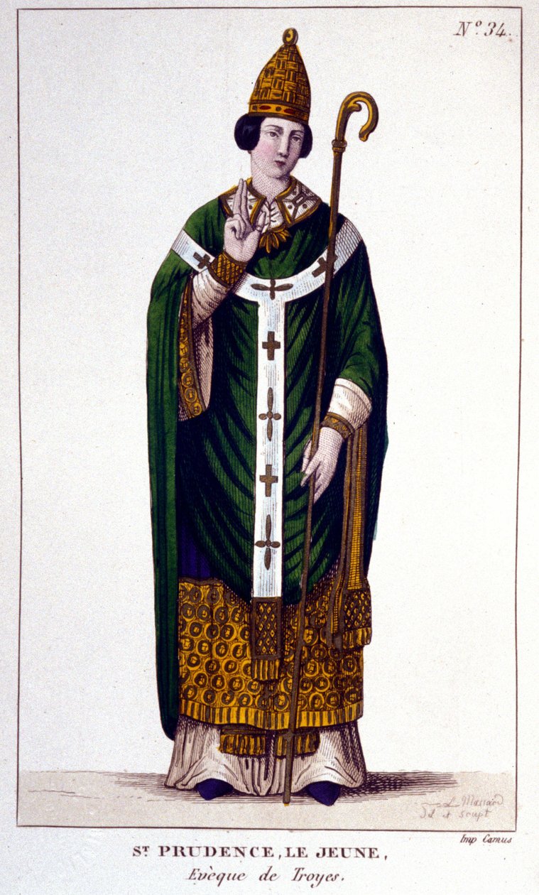 Portrait of Saint Prudence by Troyes Eveque de Troyes (9th century) by Unknown artist