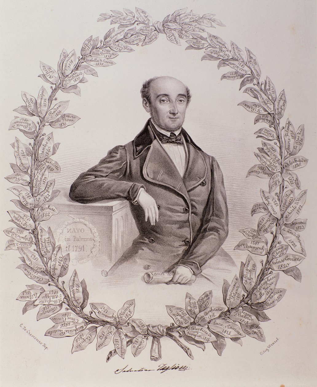 Portrait of Salvatore Taglioni (engraving) by Unknown artist