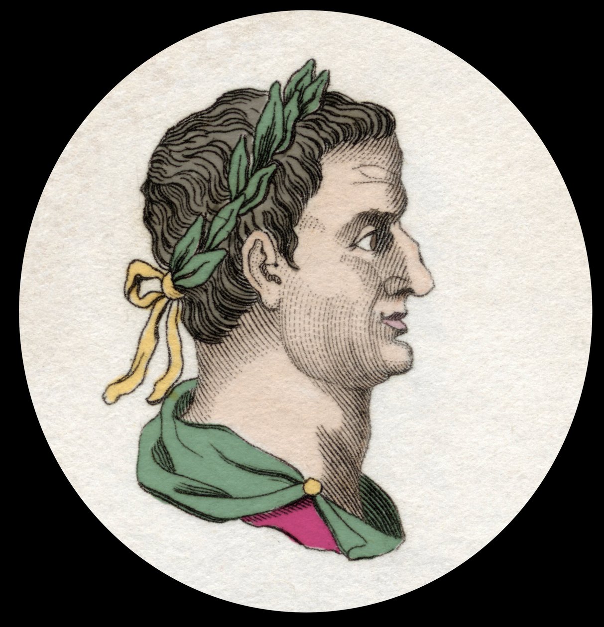 Portrait of Servius Sulpicius Galba (3 BC-69 AD), Roman Emperor. 19th century engraving by Unknown artist