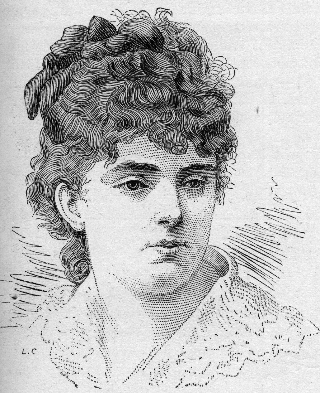 Portrait of Sophie Croizette, French Comedian, Member of the Comedie Francaise from 1868 to 1882. Engraving in 