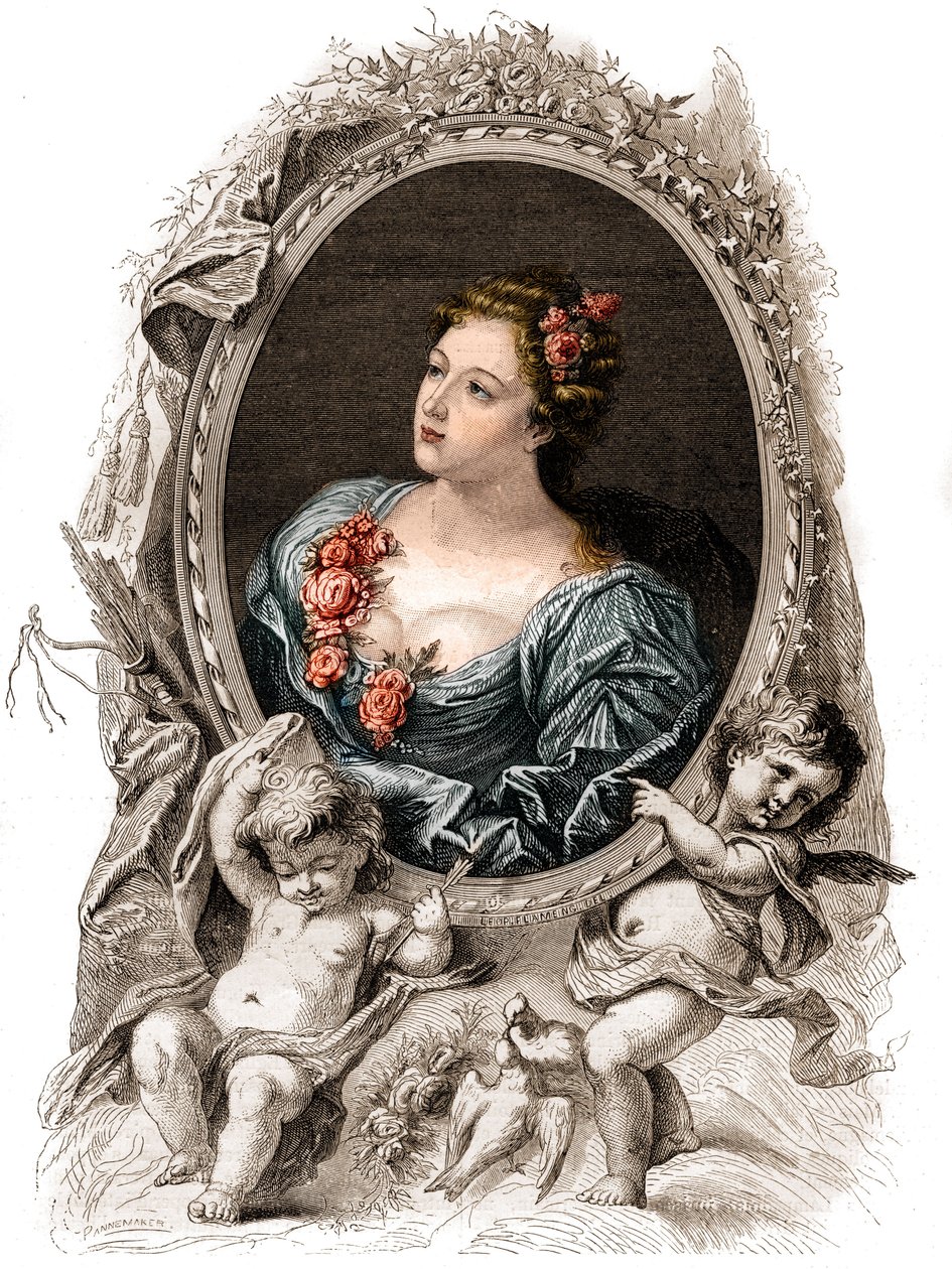 Portrait of Theophano, Byzantine Empress of the 10th Century. Engraving of the 19th Century by Unknown artist