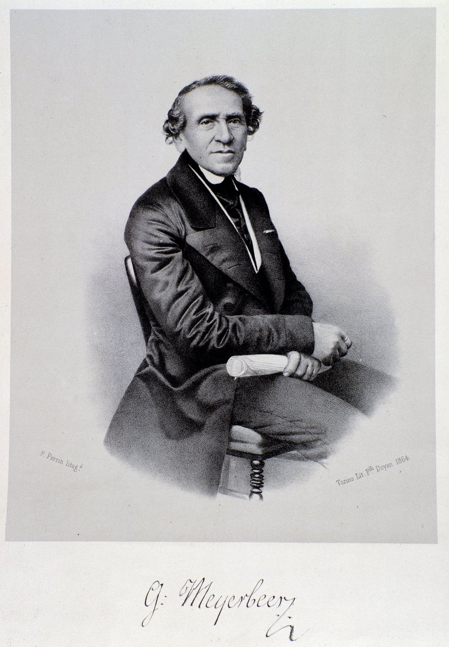 Portrait of German opera composer Giacomo Meyerbeer (1791-1864) Engraving. 19th century. Bologna, civico museo musico by Unknown artist