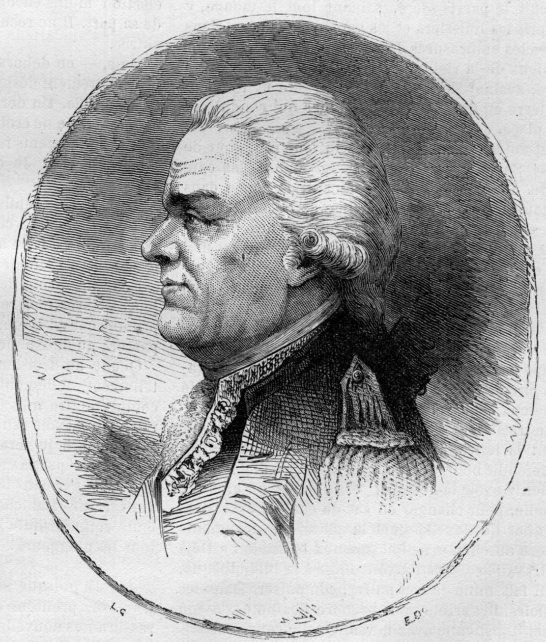 Portrait of the Count of Grasse (Francois Joseph Paul, Marquis de Grasse Tilly) (1722-1788), French admiral who participated in the American War of Independence (1775-1783). Engraving from 1881. by Unknown artist