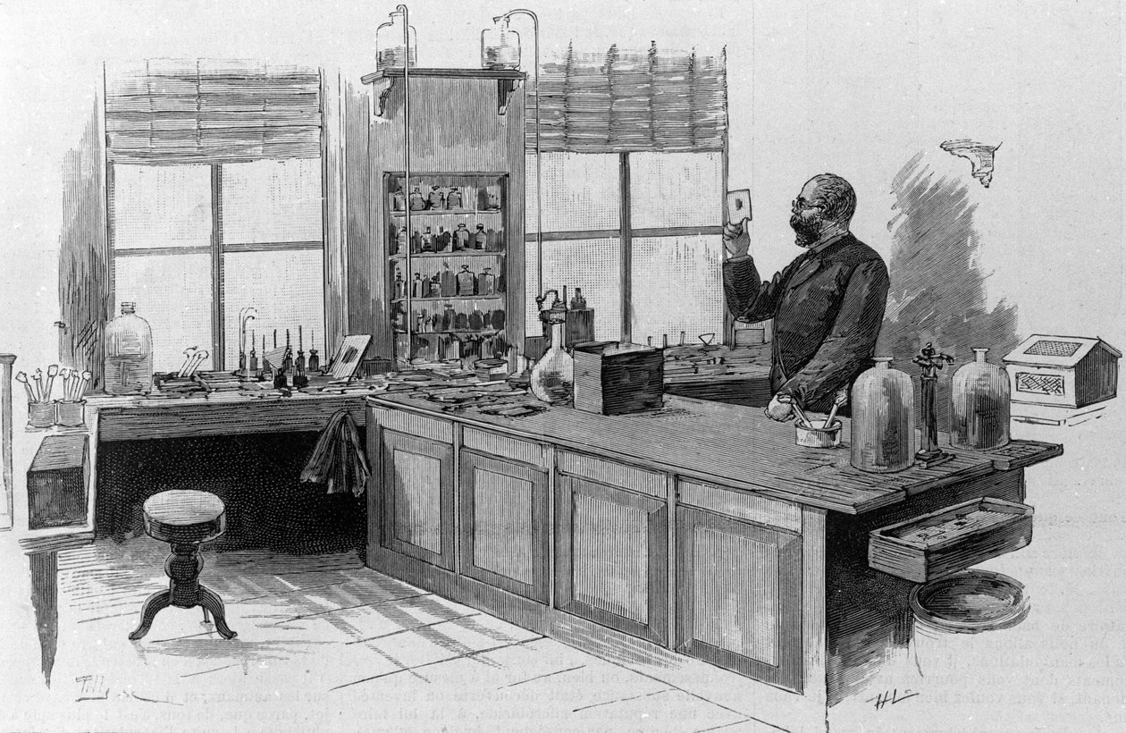 Portrait of the German doctor Robert Koch (1843-1910) in his laboratory by Unknown artist