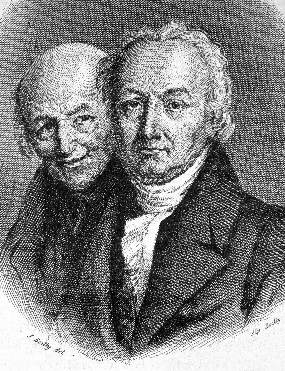 Portrait of the Hauy Brothers: Abbe Rene Just Hauy, French mineralogist, and Valentin Hauy, French pedagogue - in 