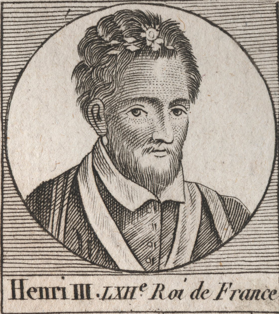 Portrait of the King of France Henry III (1551-1589) - Portrait of Henry III (1551-89) king of France - engraving from Instruction sur l