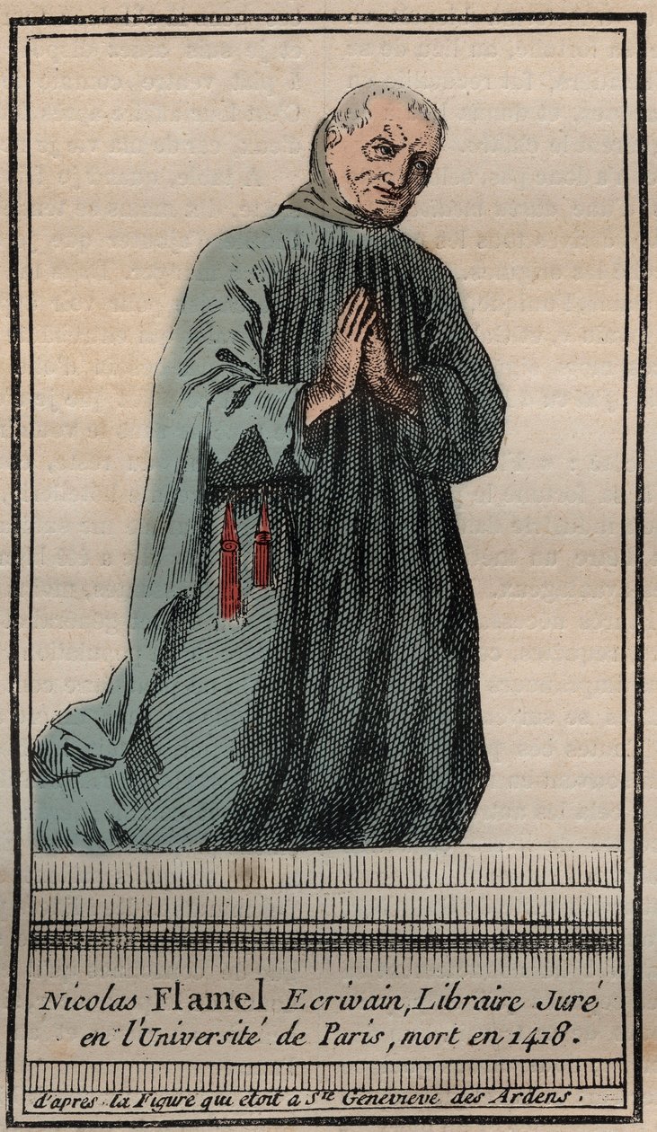 Portrait of the alchemist Nicolas Flamel - Engraving by Unknown artist