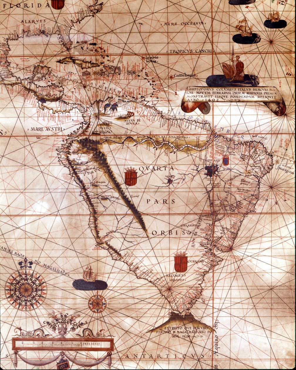 Portulan representing South America belonging to Bartolomeo Velho, 1561 by Unknown artist