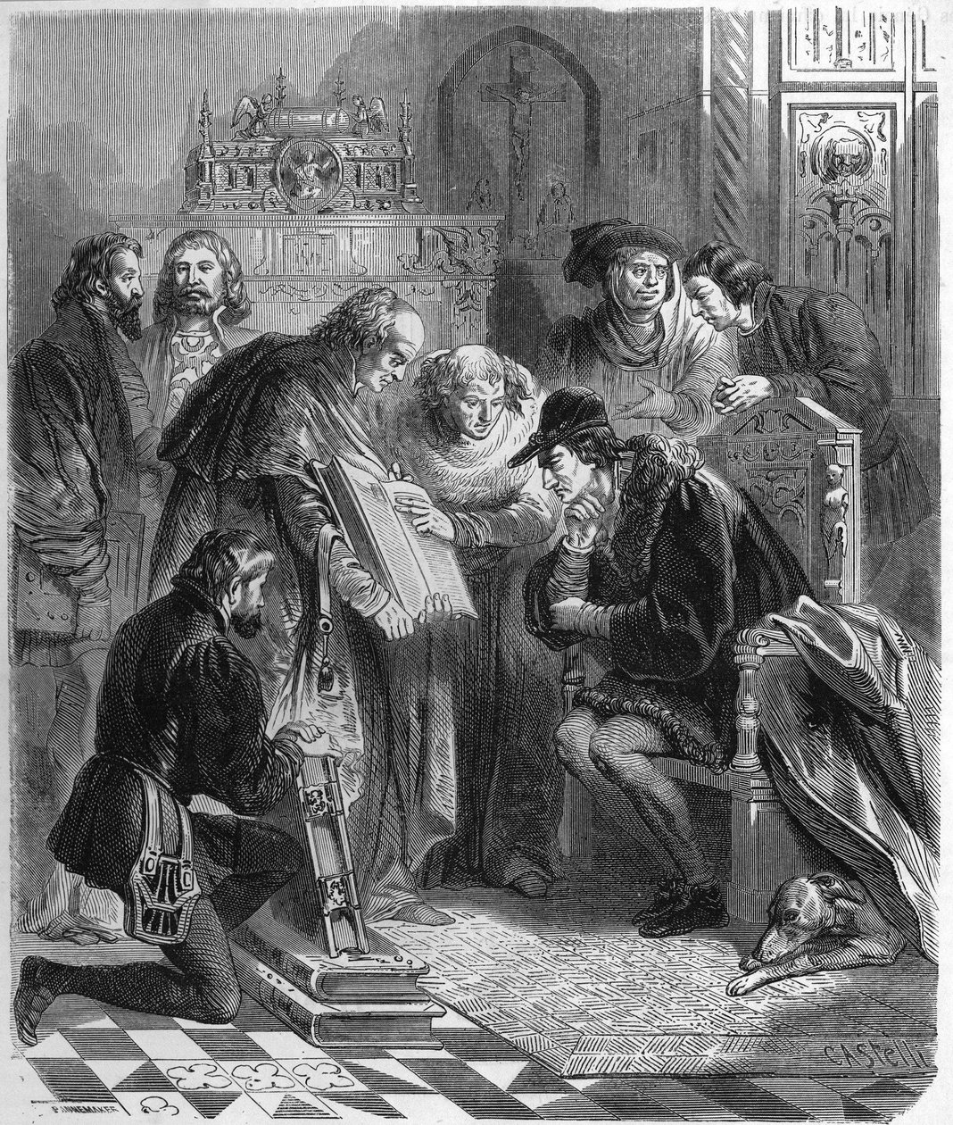 Presentation of the Bible printed to Louis XI (1423-1483), King of France by Unknown artist