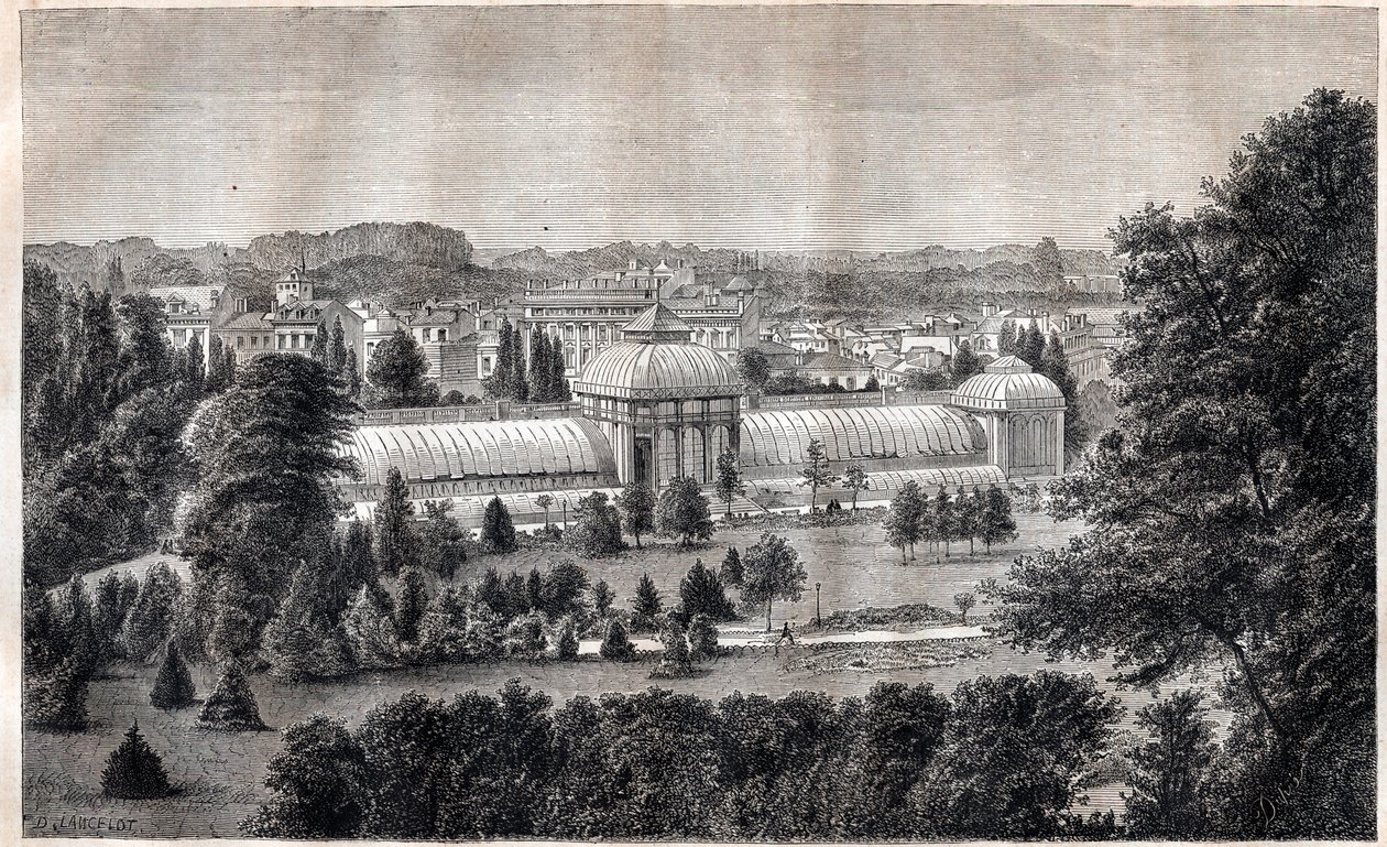 Public garden of Bordeaux - engraving around 1867 by Unknown artist