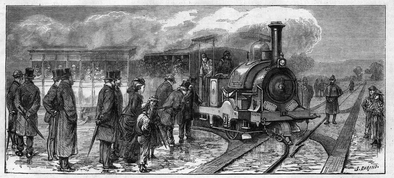 Public transport: steam omnibus for Lisbon trams (Larmanjat system). Portugal by Unknown artist