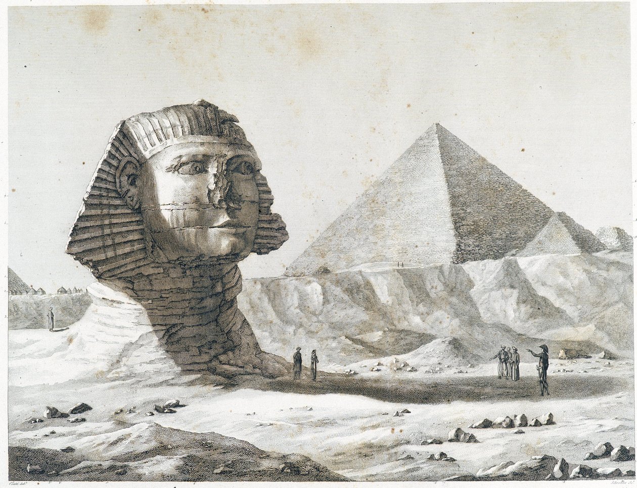Pyramids of Giza: view of Sphinx and the Great Pyramid, taken from the southeast - in 