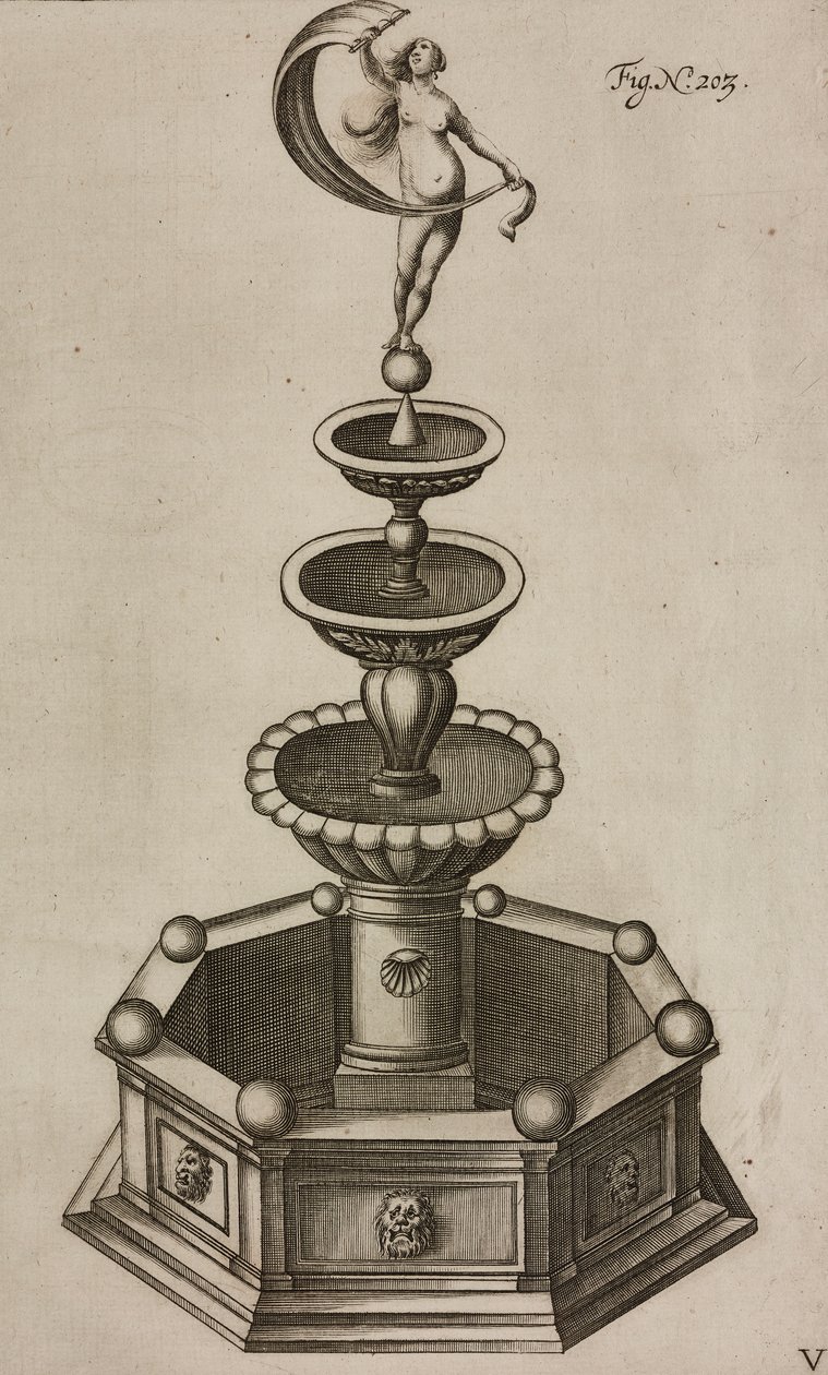 Pyrotechnic Fountain Concealing Fireworks System Inside, Engraving from Grand Art d